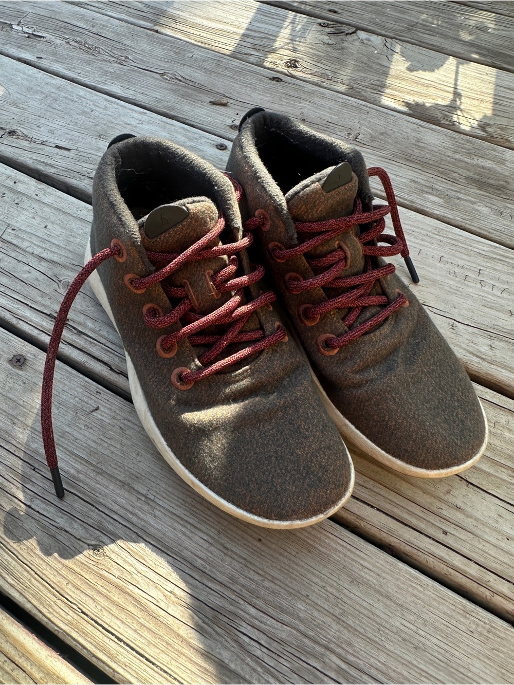 Allbirds Wrumi Merino Wool Sneakers in brown & gray, size US 8